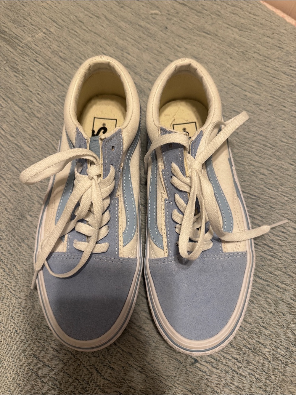 Classic Low-Top Vans Sneakers in Light Blue and White